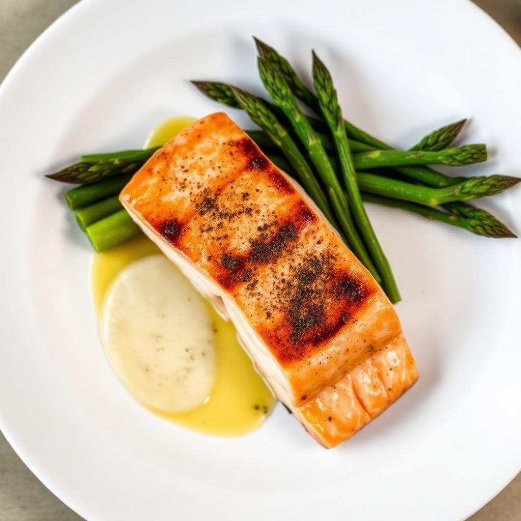 Gebratener Lachs, Spargel, Beurre Blanc